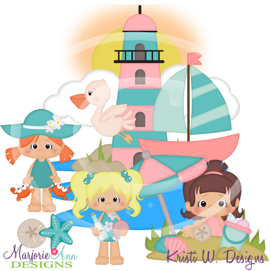 Seaside Girls SVG Cutting Files Includes Clipart - Click Image to Close